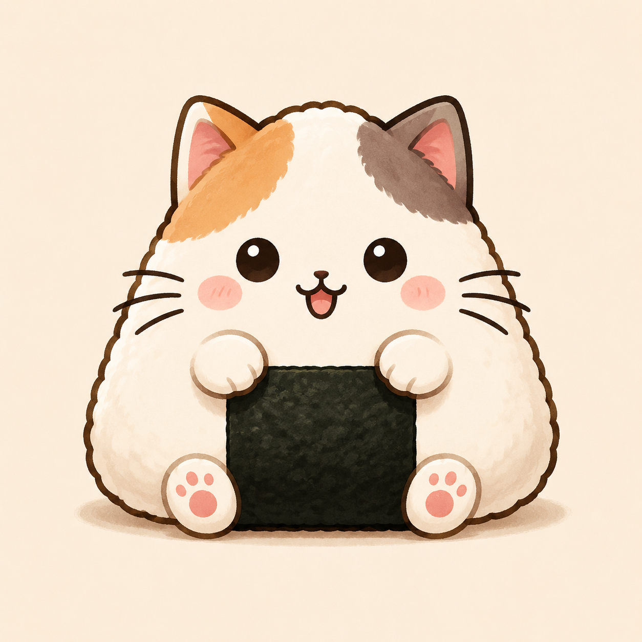 抱着饭团的可爱小猫